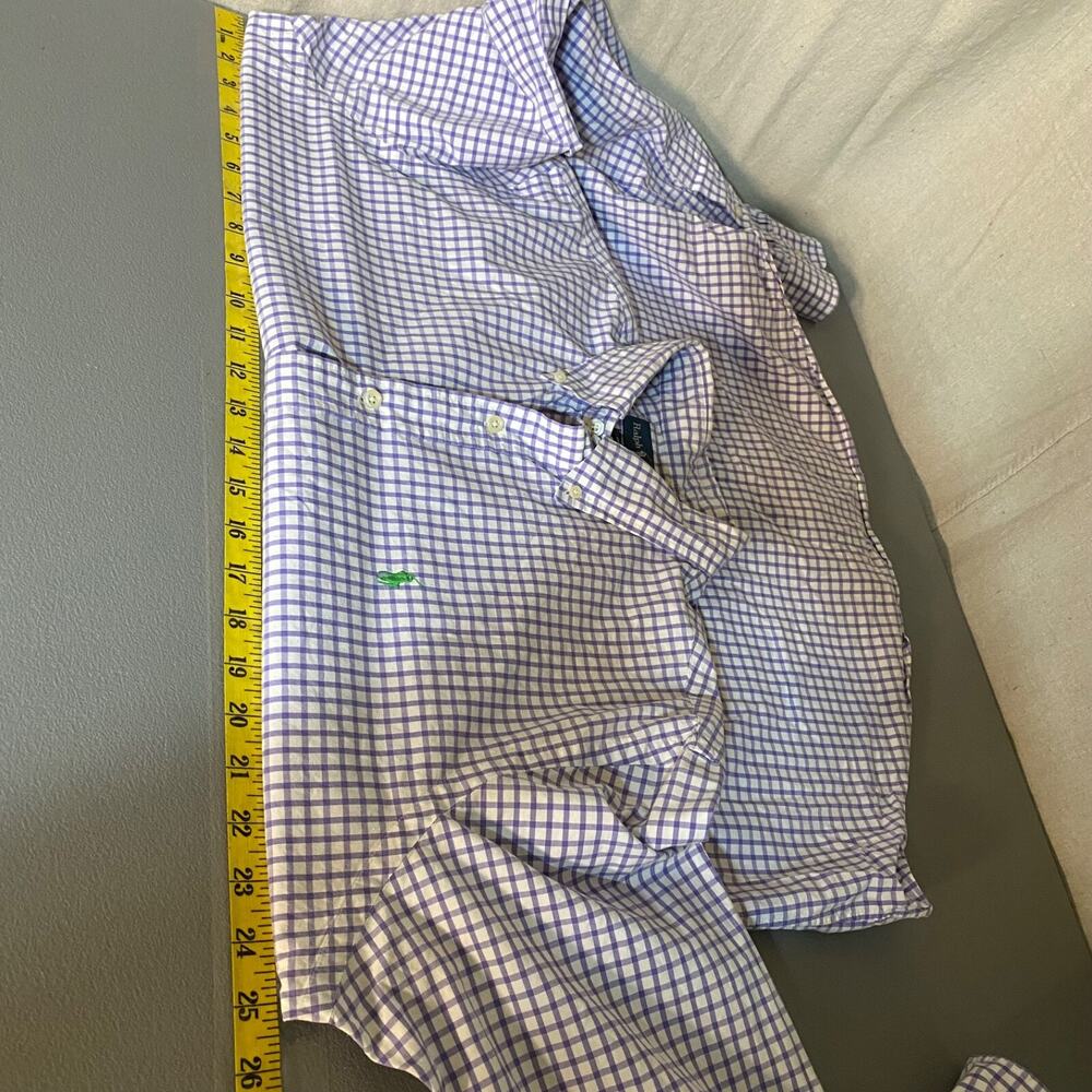 Ralph Lauren Mens Button Up Shirt Size XL Pony Custom Fit Purple Plaid Preppy - Picture 7 of 9